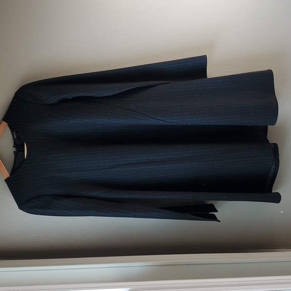 THEORY Pin Stripe wool Cotton Long Sleeve A Line Dress Large - Picture 5 of 7